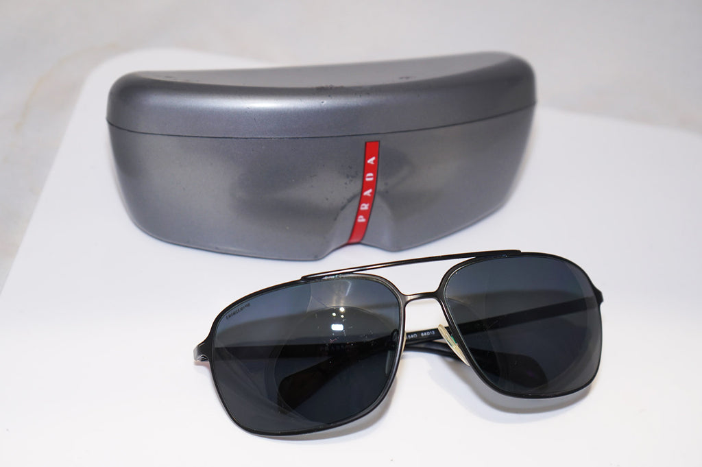 PRADA Mens Designer Polarized Sunglasses Black Aviator SPS 54O 1BO-5Z1 16513