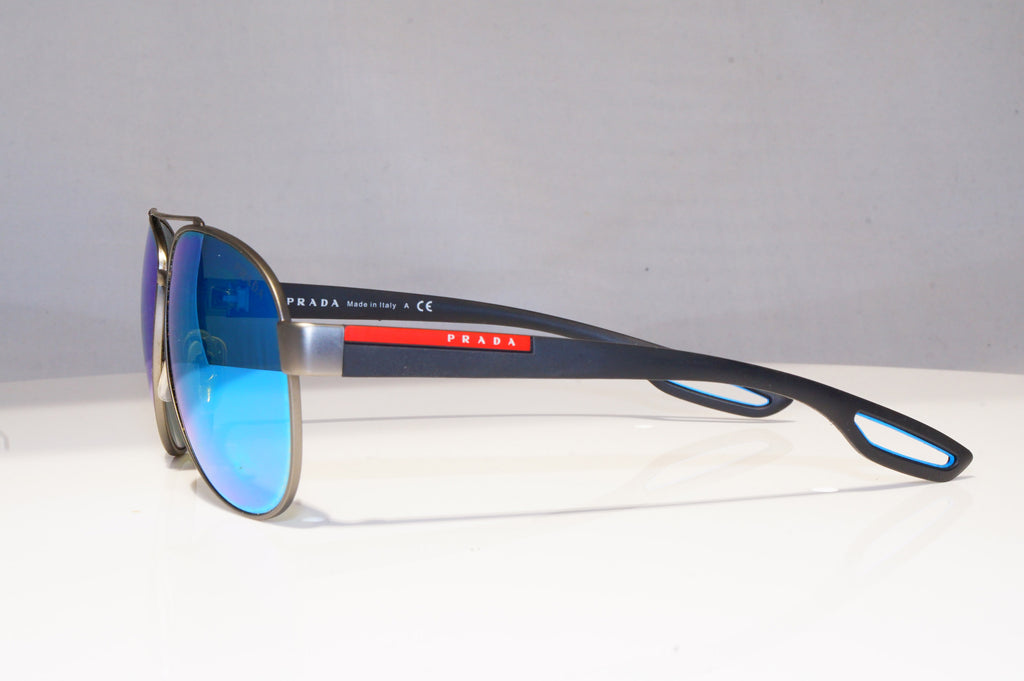 PRADA Mens Mirror Designer Sunglasses Black Pilot SPS 55Q DG1-5M2 18887