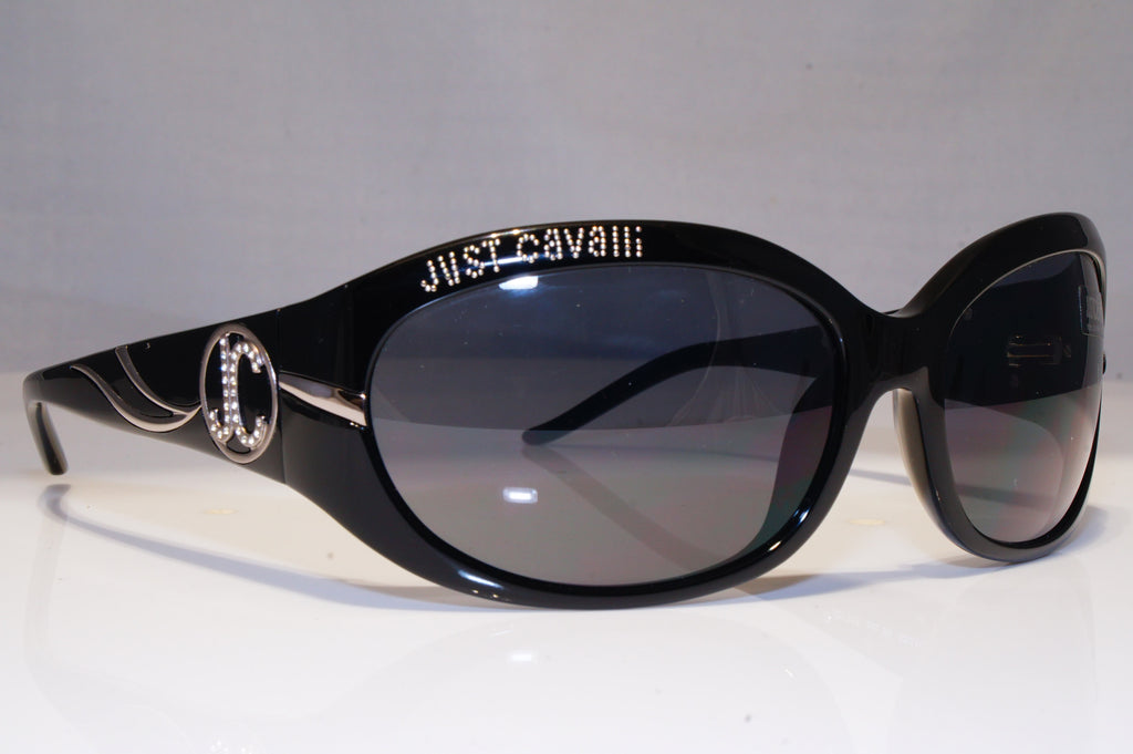 JUST CAVALLI Womens Diamante Designer Sunglasses Black Rectangle JC131 B5 22197