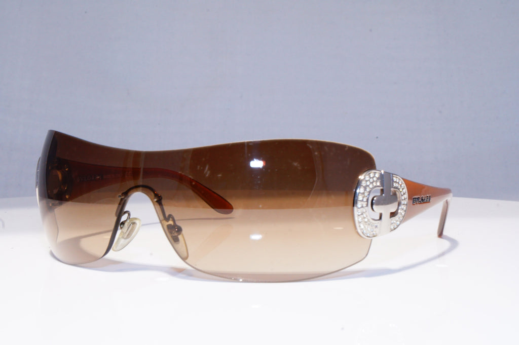 BVLGARI Womens Diamante Designer Sunglasses Brown Shield 8014-B 102/13 18899