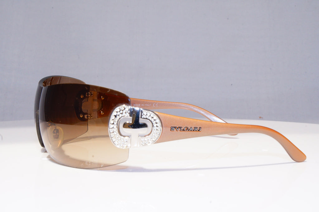 BVLGARI Womens Diamante Designer Sunglasses Brown Shield 8014-B 102/13 18899