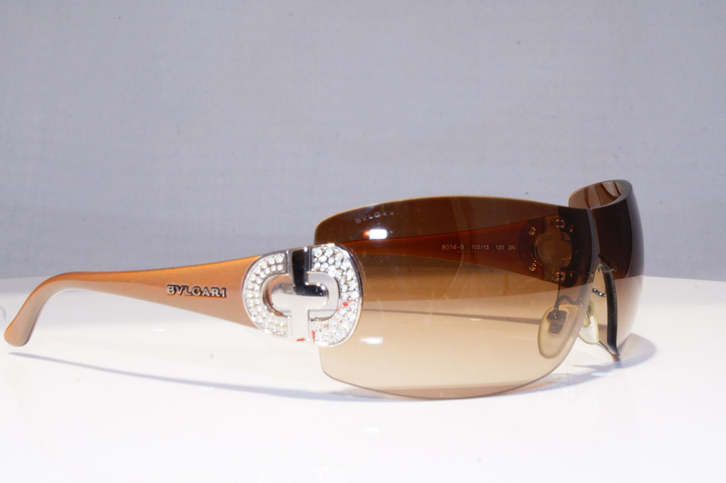 BVLGARI Womens Diamante Designer Sunglasses Brown Shield 8014-B 102/13 18899