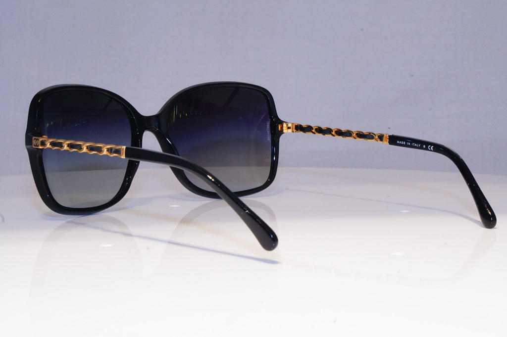 CHANEL Womens Designer Sunglasses Black Butterfly LEATHER CHAIN 5210 5013C 19551