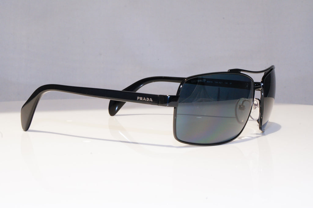 PRADA Mens Polarized Designer Sunglasses Black Wrap SPR 55Q 7AX-5Z1 18370