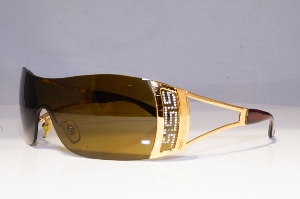 VERSACE Womens Diamante Designer Sunglasses Gold Shield 2058 1002/73 19844