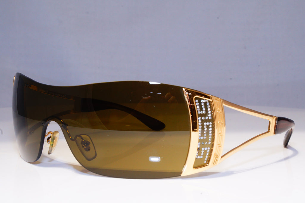 VERSACE Womens Diamante Designer Sunglasses Gold Shield 2058 1002/73 19844