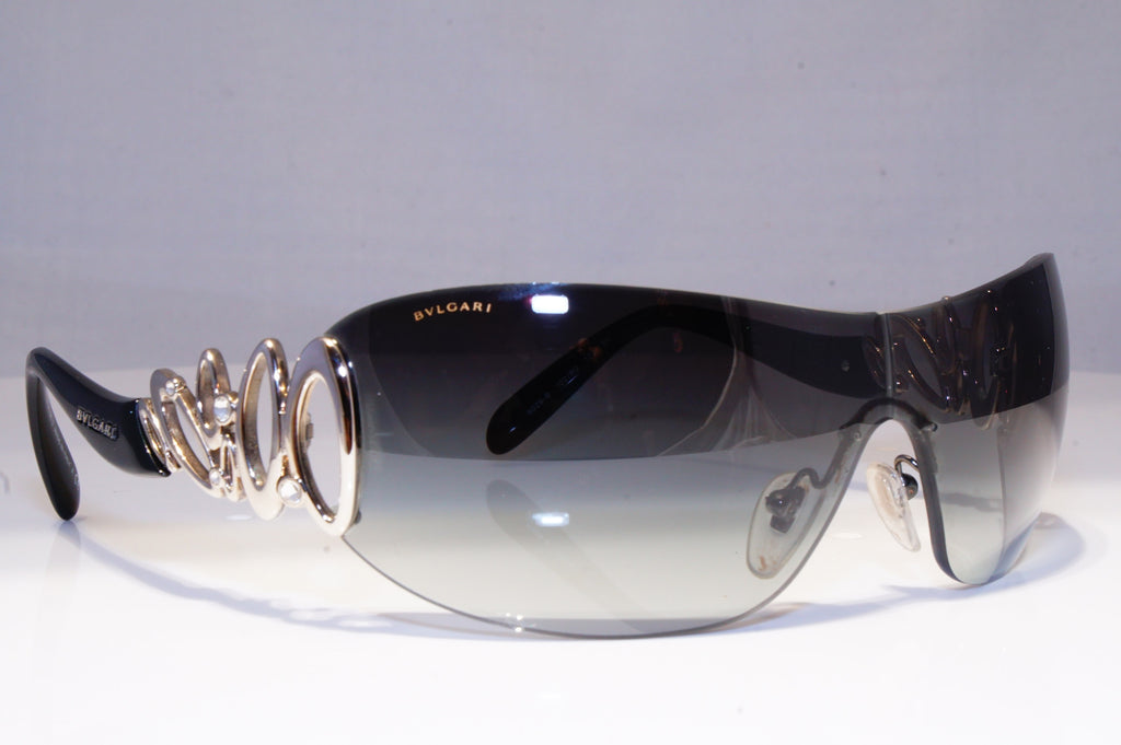 BVLGARI Womens Diamante Designer Sunglasses Black Shield 6029 102/8G 20236