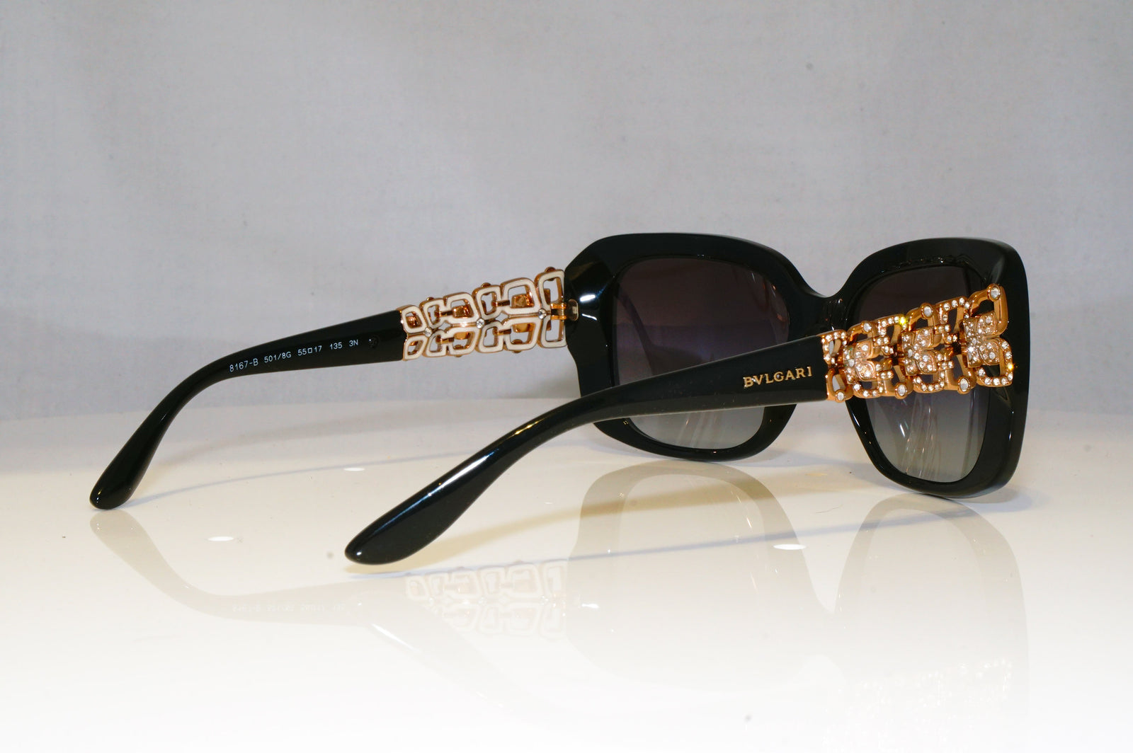 BVLGARI Womens Diamante Designer Sunglasses Black Square 8167-B