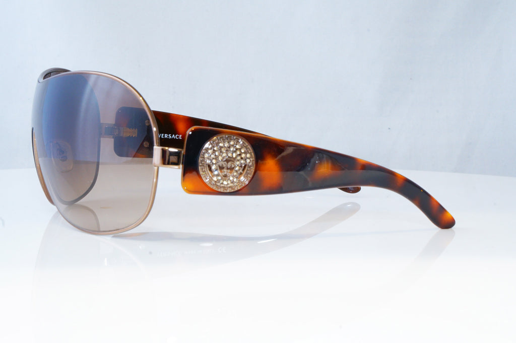 VERSACE Womens Diamante Designer Sunglasses Brown Shield SKI 2061 1169/13 19260