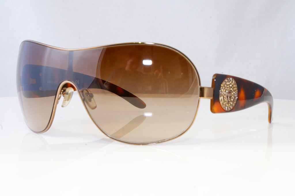 VERSACE Womens Diamante Designer Sunglasses Brown Shield SKI 2061 1169/13 19260