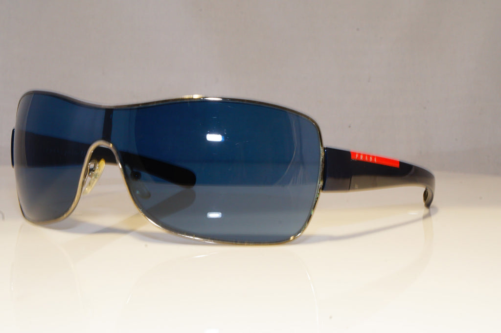 PRADA Mens Designer Sunglasses Blue Shield SPS 57G 5AV-1V1 17393