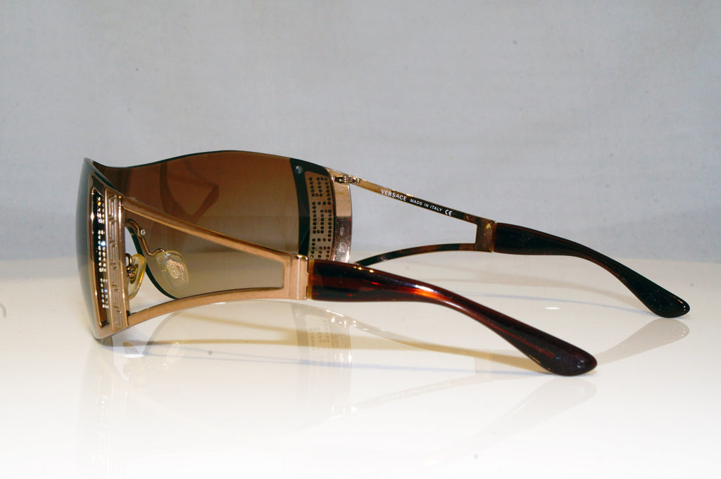 VERSACE Womens Diamante Designer Sunglasses Brown Shield 2058-B 1169/13 17455