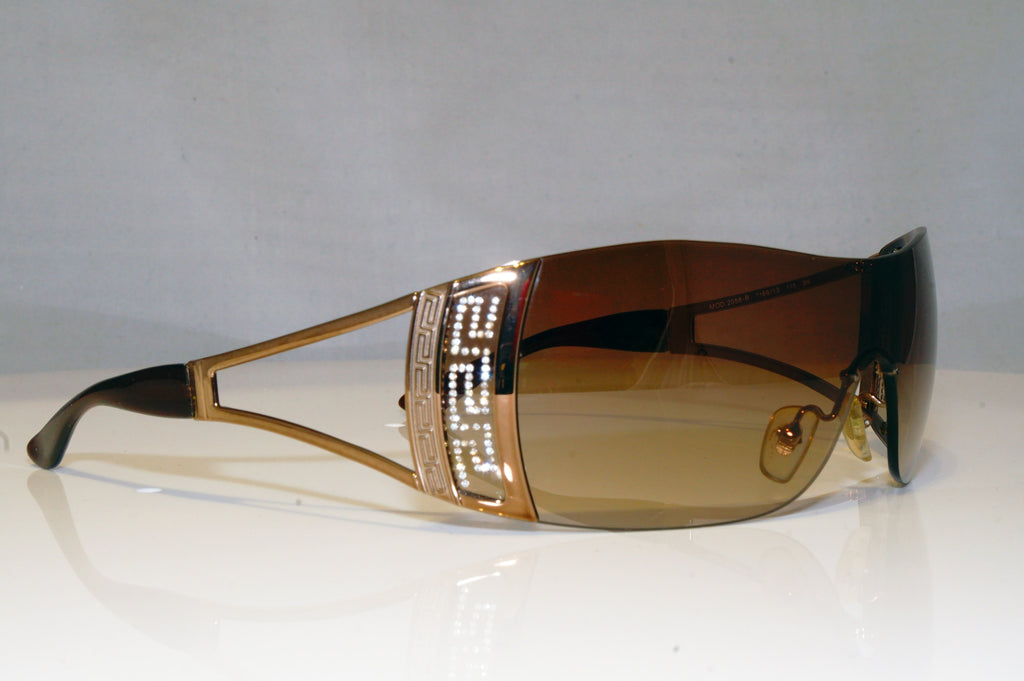 VERSACE Womens Diamante Designer Sunglasses Brown Shield 2058-B 1169/13 17455