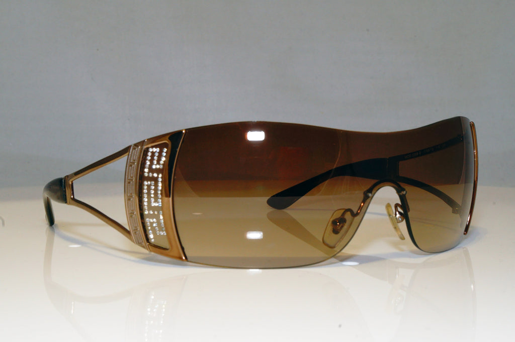 VERSACE Womens Diamante Designer Sunglasses Brown Shield 2058-B 1169/13 17455