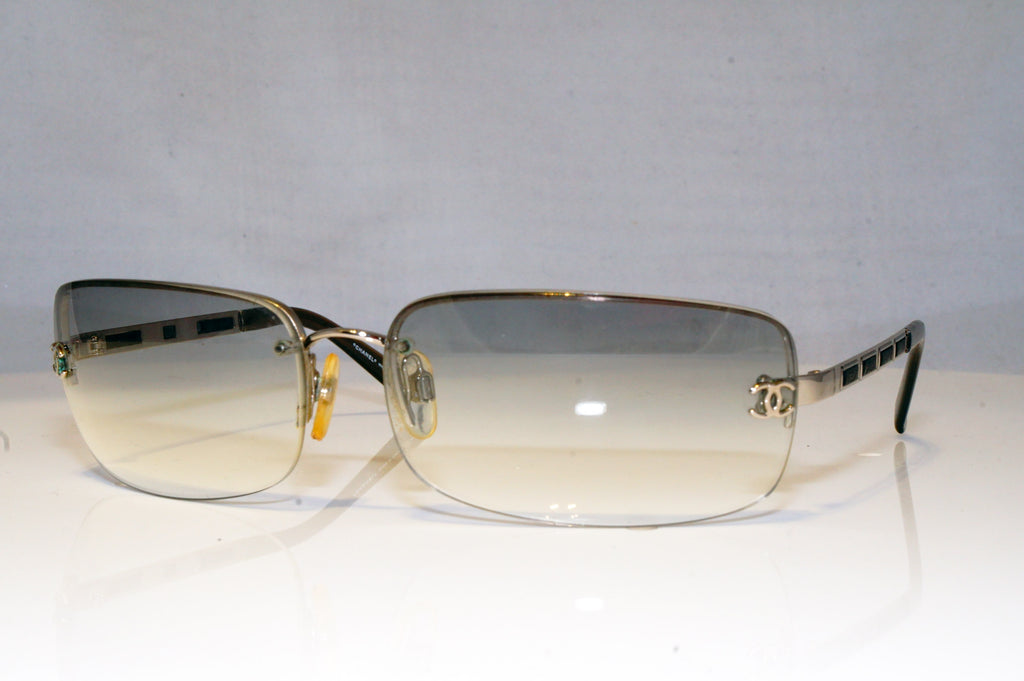 CHANEL Womens Vintage 1990 Designer Sunglasses Silver Rectangle 4113 1248G 17448