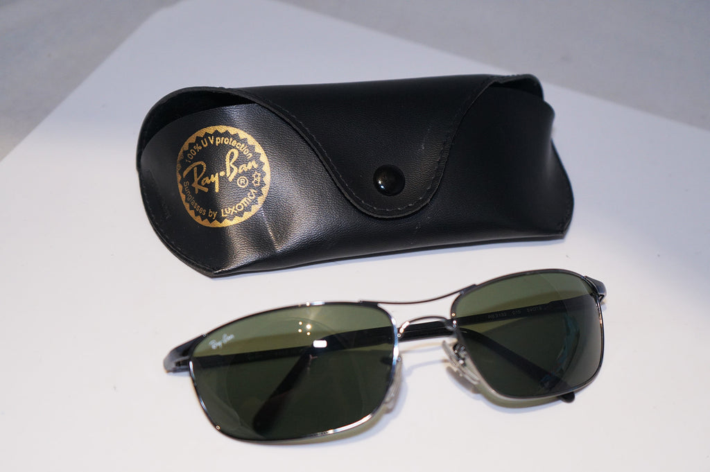 RAY-BAN Vintage Mens Designer Sunglasses Silver Rectangle RB 3132 015 14756