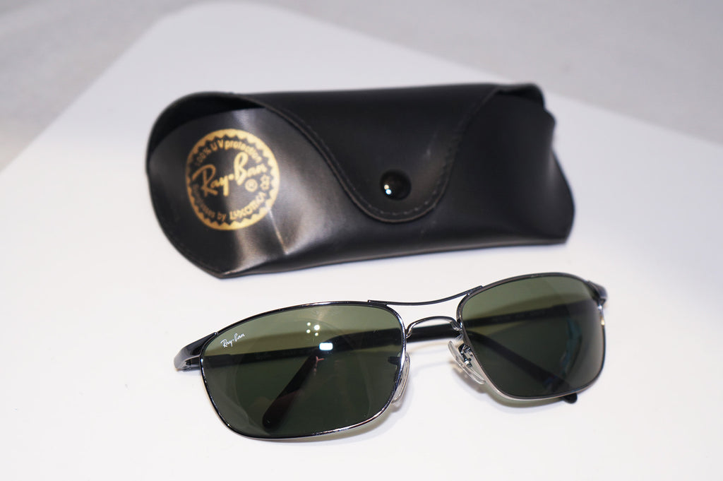 RAY-BAN Vintage Mens Designer Sunglasses Silver Rectangle RB 3132 015 14756