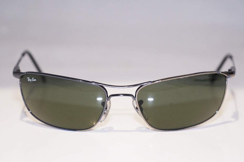 RAY-BAN Vintage Mens Designer Sunglasses Silver Rectangle RB 3132 015 14756