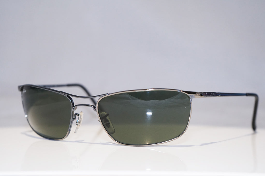 RAY-BAN Vintage Mens Designer Sunglasses Silver Rectangle RB 3132 015 14756