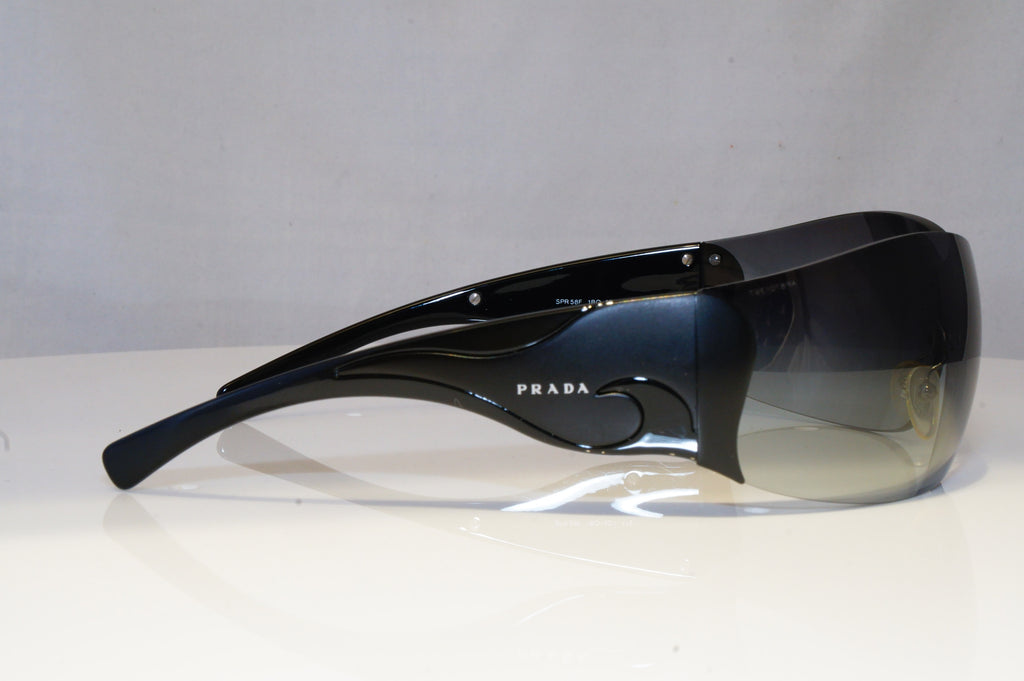 PRADA Mens Womens Designer Sunglasses Black Shield FLAME SPR 58F 1BO-5D1 20509