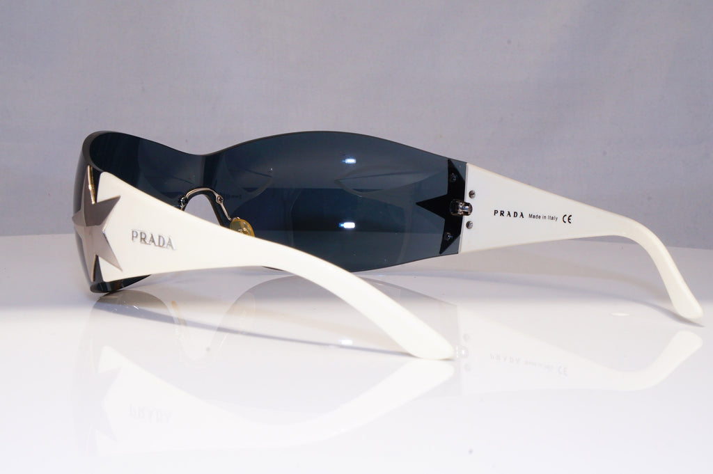 PRADA Mens Womens Sunglasses White Shield SILVER STAR SPR 72G 4AO-1A1 17865