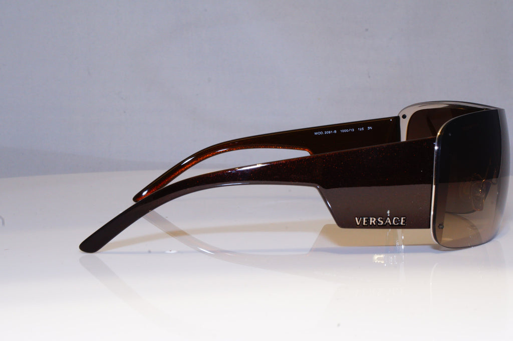 VERSACE Mens Womens Designer Sunglasses Brown Shield 2091-B 1000/13 19427