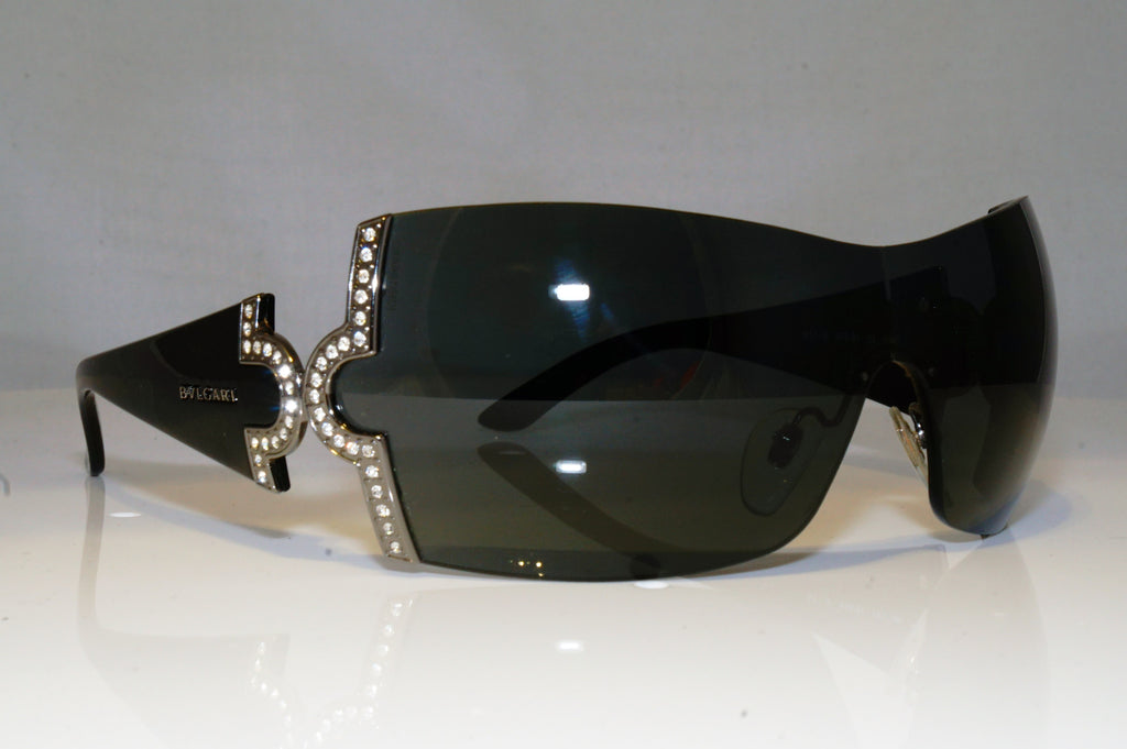 BVLGARI Womens Diamante Designer Sunglasses Black Shield 651-B 939/87 17217