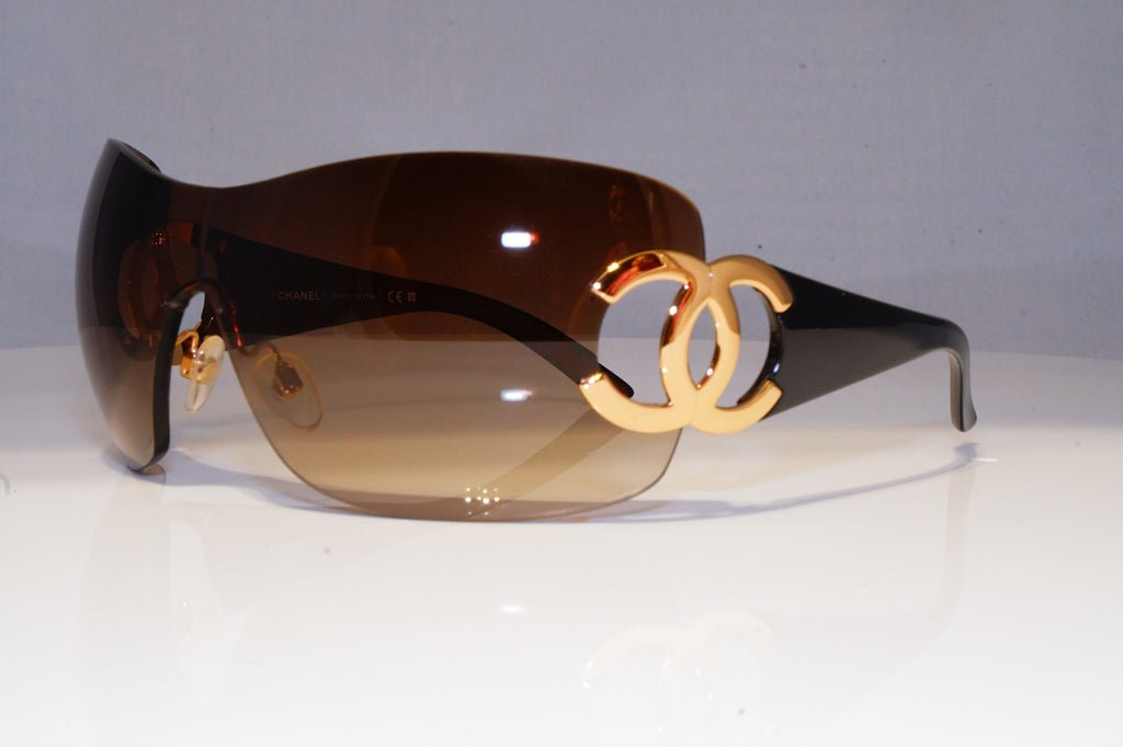 CHANEL Womens Oversized Designer Sunglasses Shield GOLD CC 4124 125/13 20799