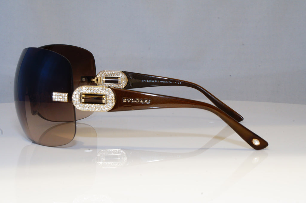 BVLGARI Womens Diamante Designer Sunglasses Brown Shield 6054-B 278/13 19506