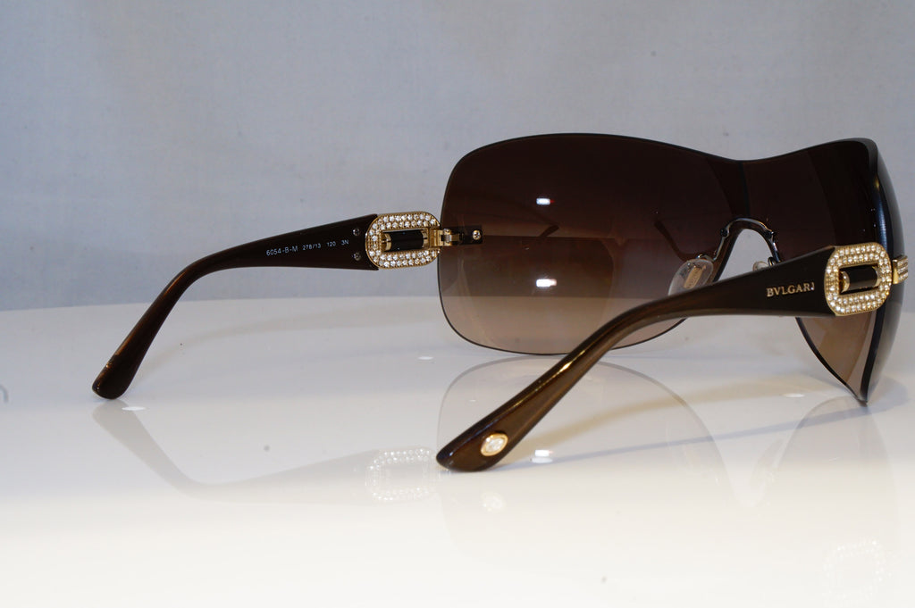 BVLGARI Womens Diamante Designer Sunglasses Brown Shield 6054-B 278/13 19506