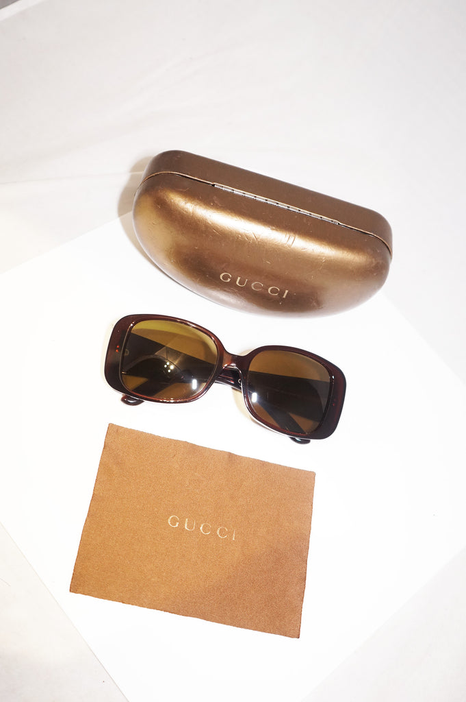 GUCCI Womens Designer Monogram Sunglasses Brown Square GG 3033 20E8U 15400