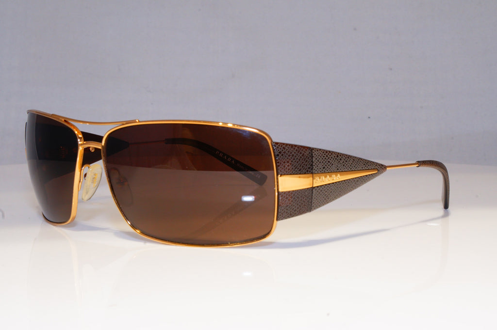 PRADA Mens Designer Sunglasses Gold Rectangle SPR 55H 7JY-8C1 19673