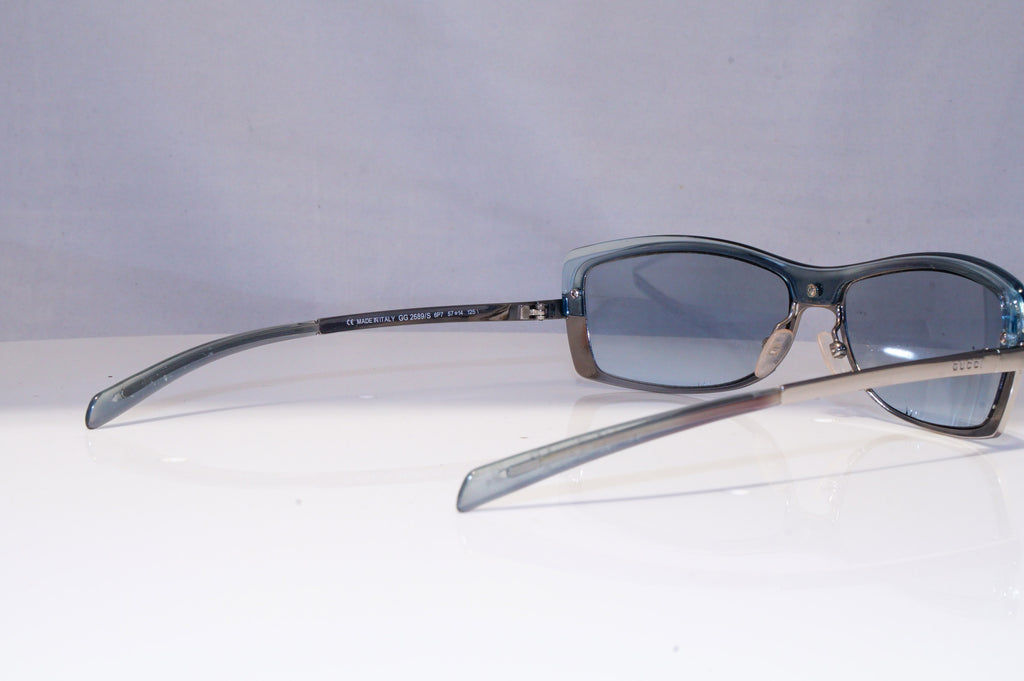 GUCCI Womens Vintage 1990 Designer Sunglasses Silver Rectangle GG 2689 6P7 21811