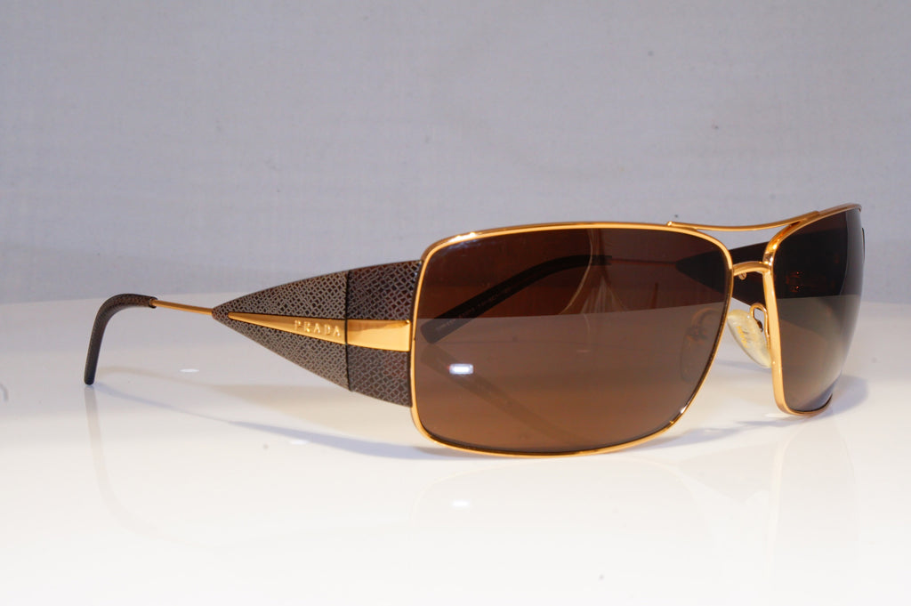 PRADA Mens Designer Sunglasses Gold Rectangle SPR 55H 7JY-8C1 19673