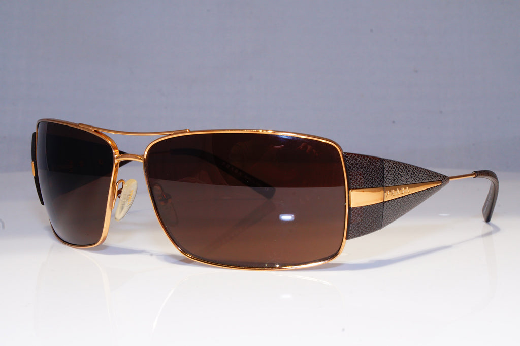 PRADA Mens Designer Sunglasses Gold Rectangle SPR 55H 7JY-8C1 19673