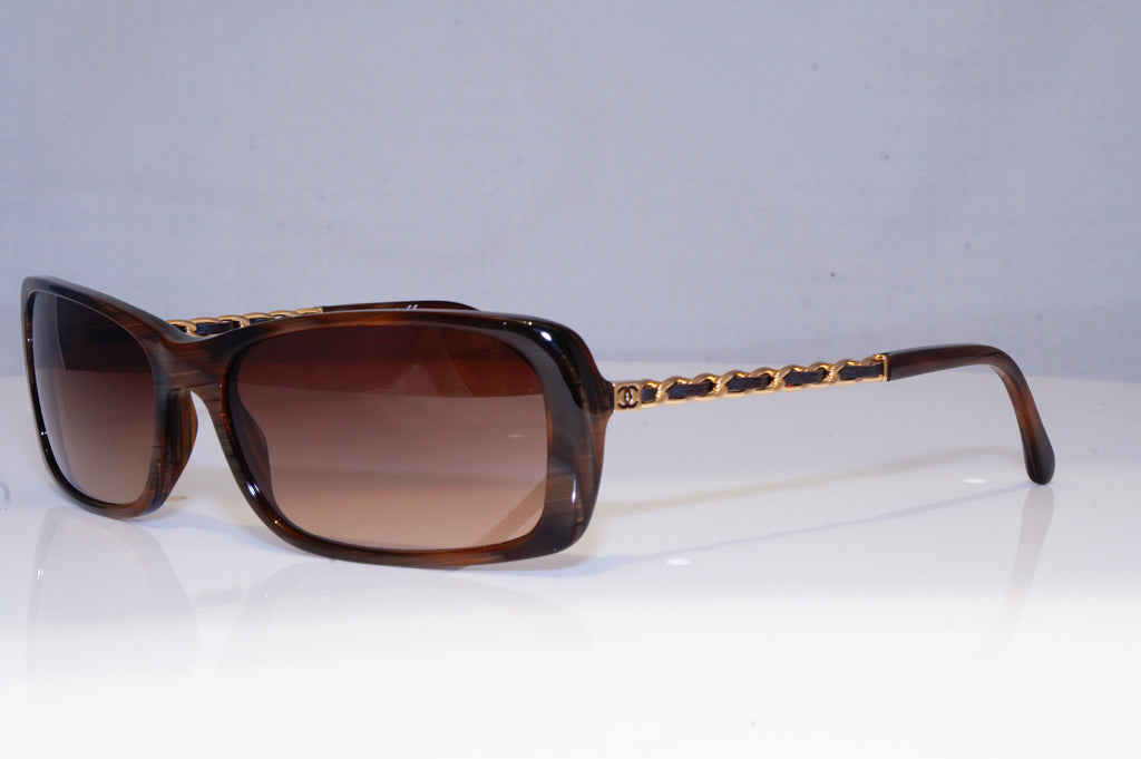 CHANEL Womens Designer Sunglasses Brown Rectangle CHAIN LEATHER 5209 6173B 19662