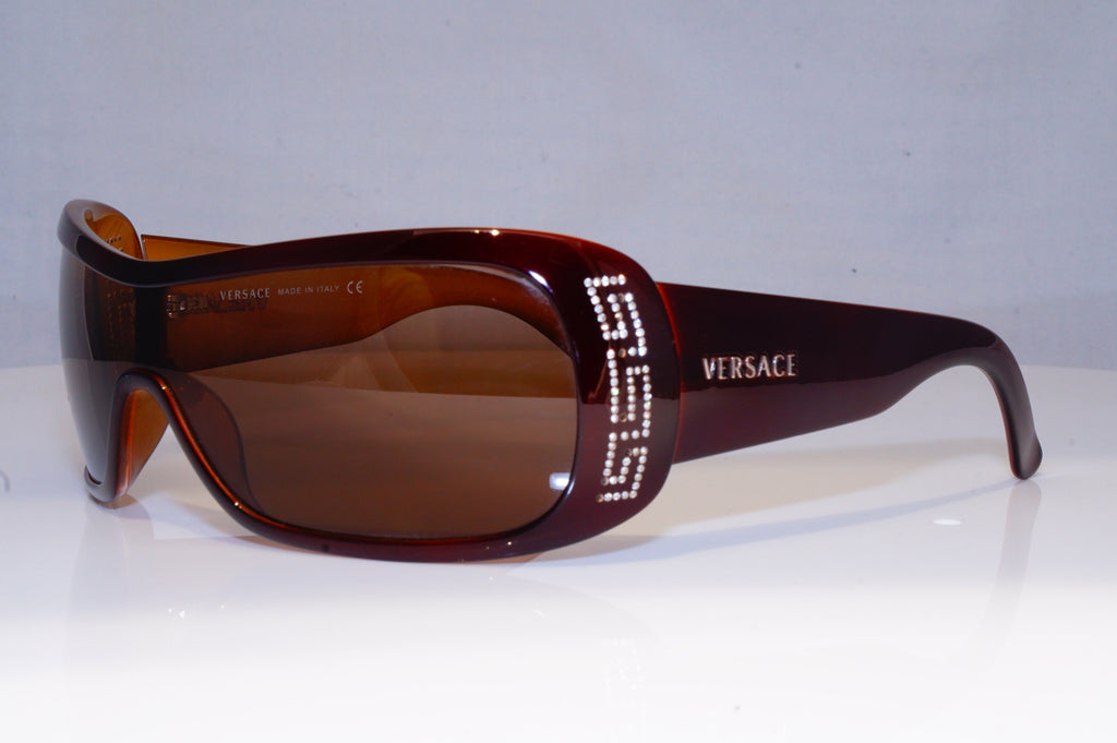 VERSACE Mens Diamante Designer Sunglasses Brown Shield 4098-B 520/13 19607