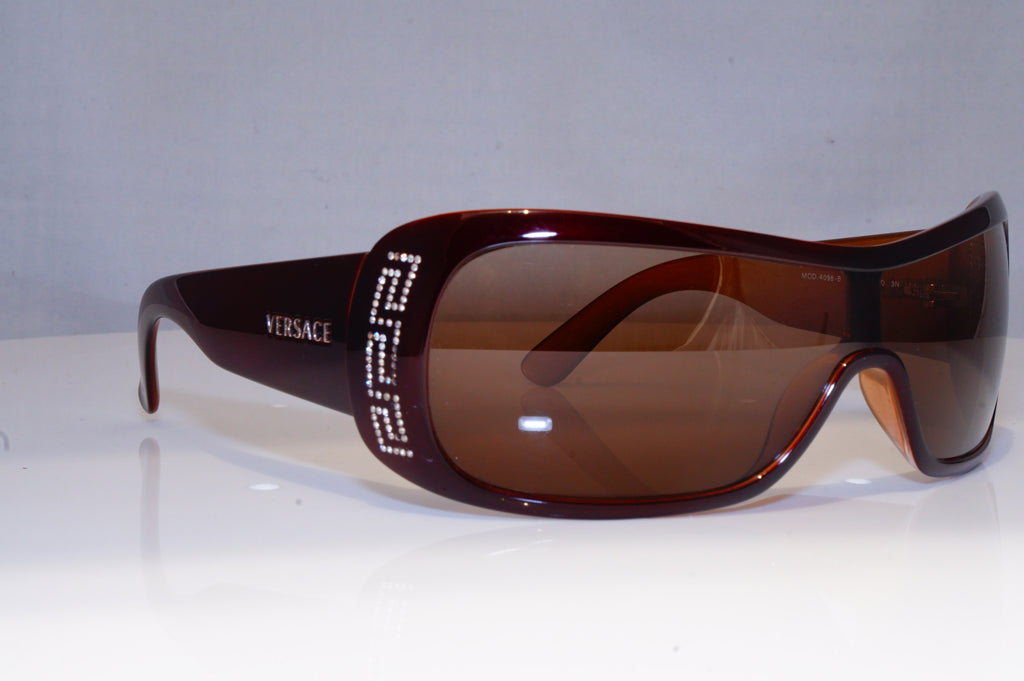 VERSACE Mens Diamante Designer Sunglasses Brown Shield 4098-B 520/13 19607