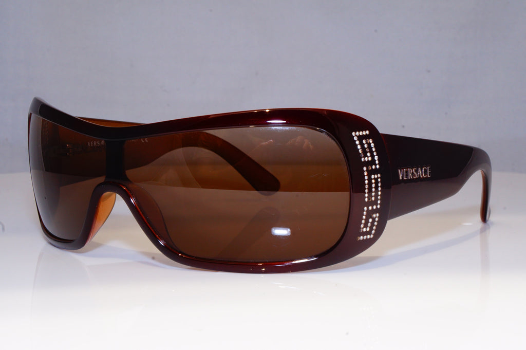 VERSACE Mens Diamante Designer Sunglasses Brown Shield 4098-B 520/13 19607