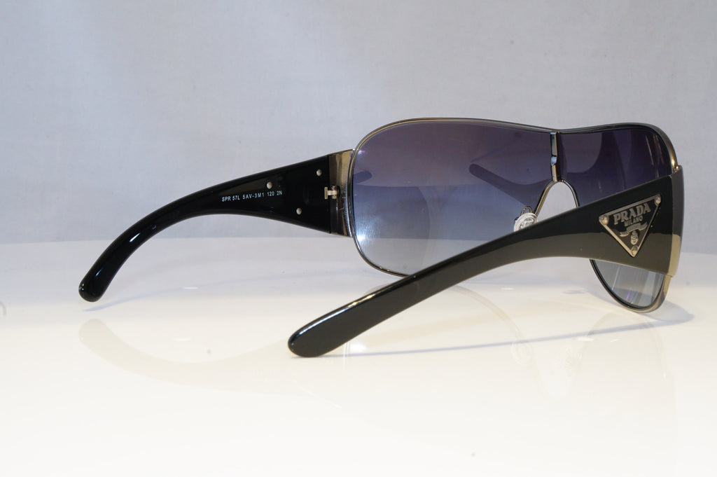 PRADA Mens Womens Unisex Designer Sunglasses Black Shield SPR 57L 5AV-3M1 20854