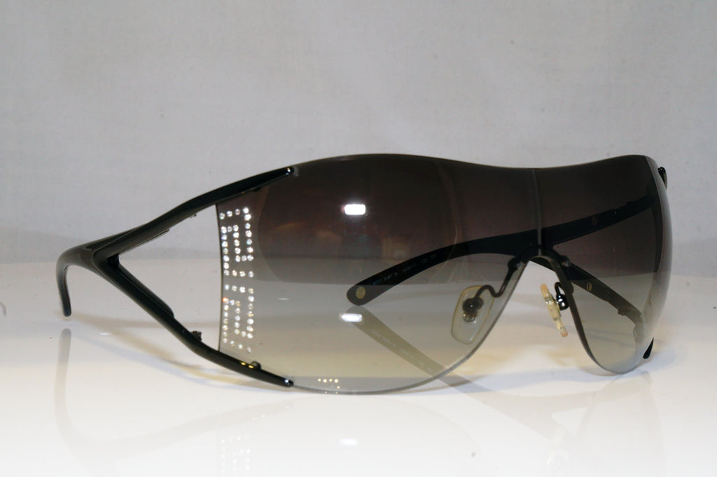 VERSACE Womens Diamante Designer Sunglasses Black Shield 2087/B 1009/11 17506