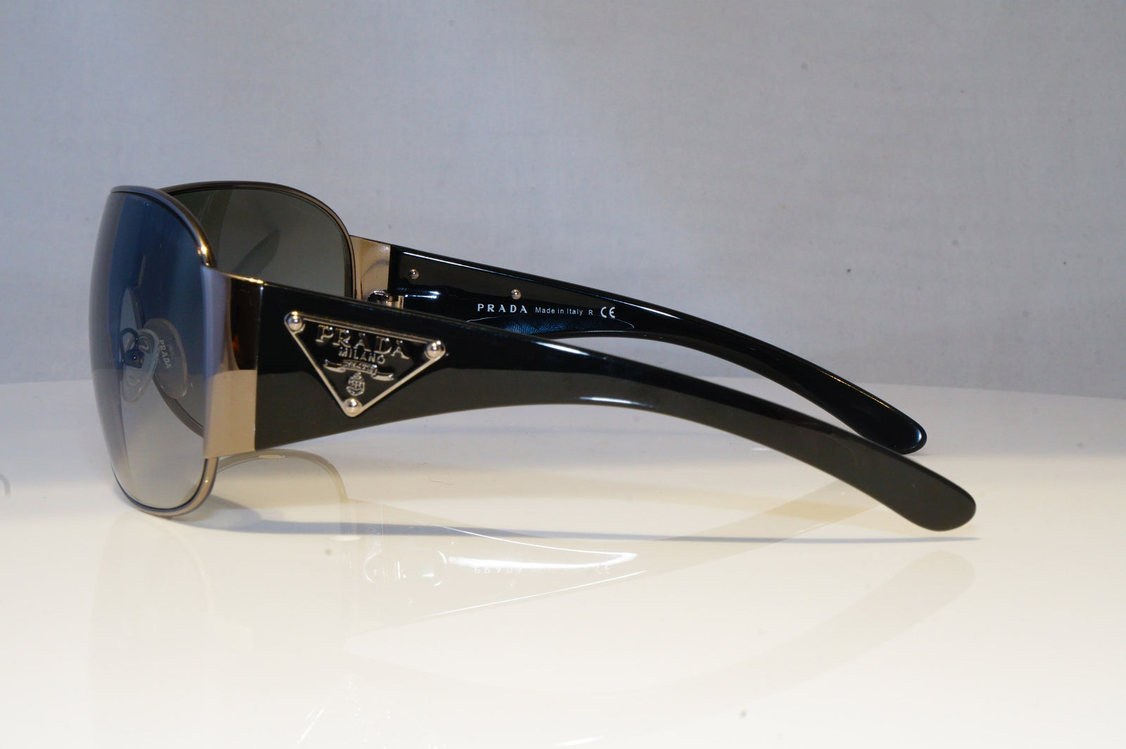 PRADA Mens Womens Designer Sunglasses Black Shield SPR 57L 5AV-3M1