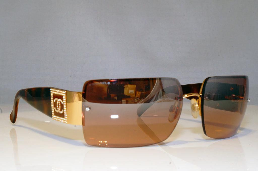 CHANEL Womens Diamante Designer Sunglasses Brown Rectangle 4095-B 125/6U 17641